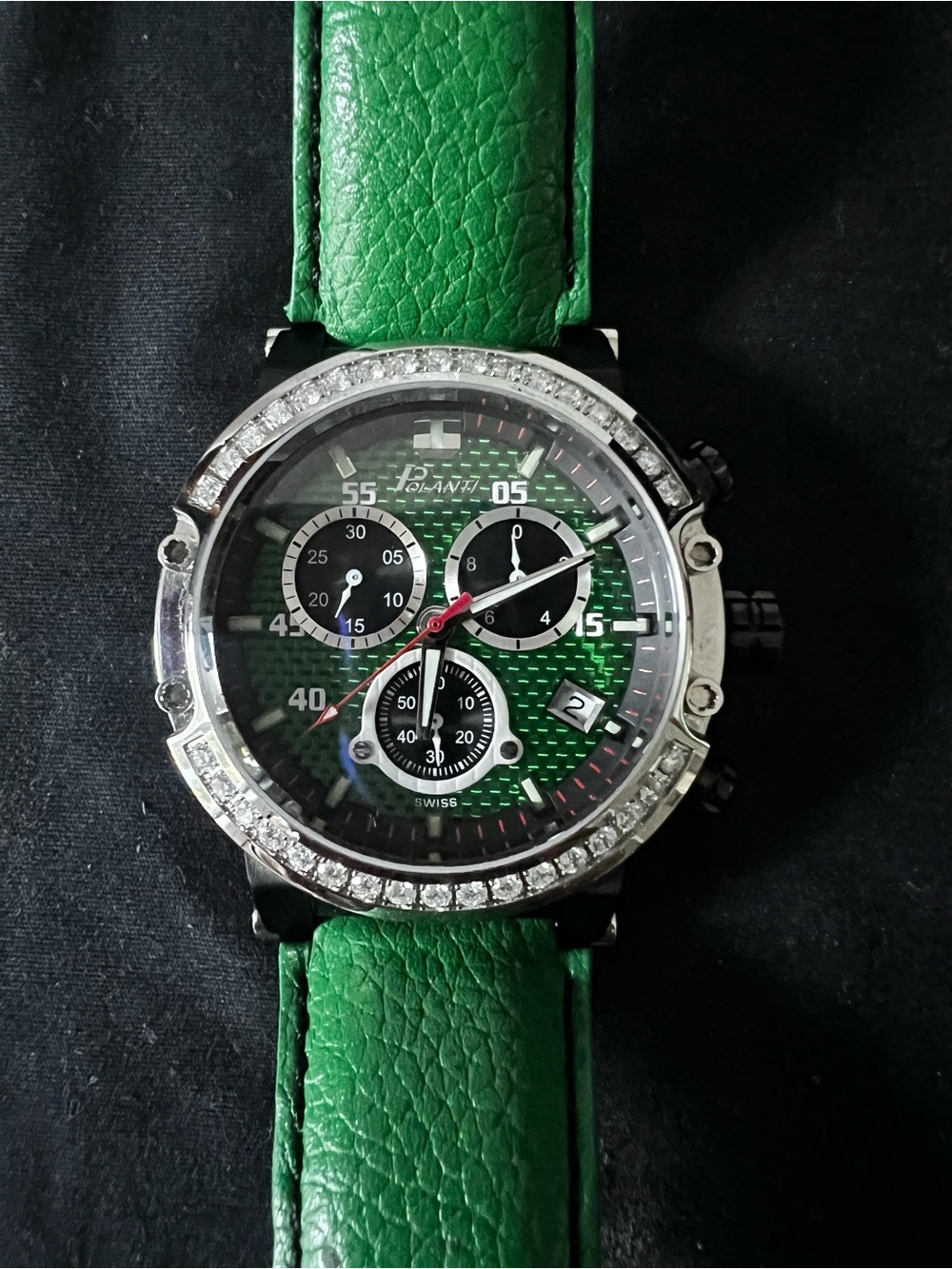 Polanti 1.5 + Diamonds after Market UPGRADE Green Chronograph with Crystal bevel